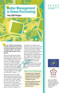 Better Management in Green Purchasing The LEAP Project Greener Public Purchasing has already contributed a great deal