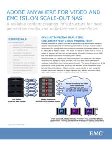 ADOBE ANYWHERE FOR VIDEO AND EMC ISILON SCALE-OUT NAS A scalable content creation infrastructure for next generation media and entertainment workflows ESSENTIALS Benefits/Features