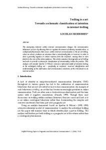 Lochlan Morissey: Towards a schematic classification of intention in internet trolling   75 
