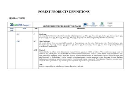 FOREST PRODUCTS DEFINITIONS GENERAL TERMS -Forestry  Item