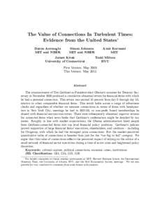 The Value of Connections In Turbulent Times: Evidence from the United States Daron Acemoglu MIT and NBER  Simon Johnson