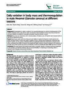 Daily variation in body mass and thermoregulation in male Hwamei (Garrulax canorus) at different seasons