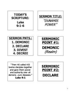 TODAY’S SCRIPTURE: SERMON TITLE:  Luke