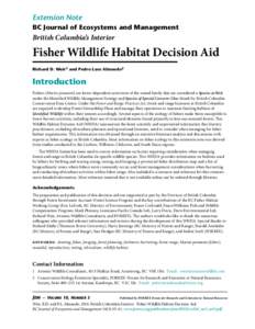 Extension Note BC Journal of Ecosystems and Management British Columbia’s Interior  Fisher Wildlife Habitat Decision Aid