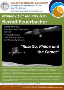Rosetta / Comet / 10628 Feuerbacher / Gerhard Schwehm / Rosetta space probe timeline / Spaceflight / Rosetta mission / Philae