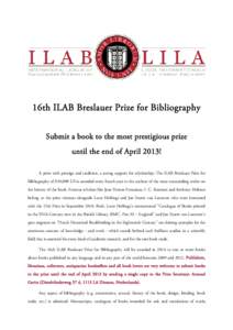 Microsoft Word - PR ILAB Breslauer Prize 16.doc