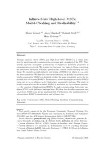 Infinite-State High-Level MSCs: Model-Checking and Realizability ⋆ Blaise Genest a,1 Anca Muscholl a Helmut Seidl b,2 Marc Zeitoun a,3 a LIAFA,