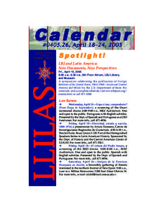 Calendar #[removed], April 18–24, 2005 University of Texas at Austin College of Liberal Arts