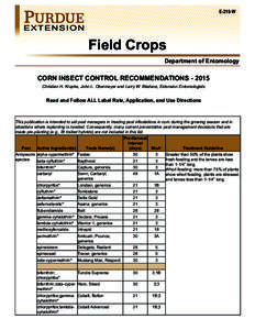 1  Corn Insect Control Recommendations —E-219-W E-219-W  Field Crops