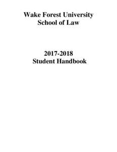Wake Forest University School of LawStudent Handbook
