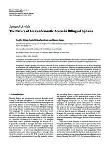 The Nature of Lexical-Semantic Access in Bilingual Aphasia