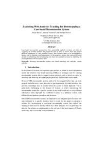 Exploiting Web Analytics Tracking for Bootstrapping a Case-based Recommender System Paolo Massaa, Adriano Venturinib, and Michela Ferrona a  Fondazione Bruno Kessler, Italy