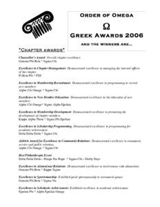 Order of Omega  Ω Greek Awardsand the winners are…