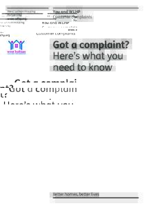 West Lothian Housing Partnership www.wlhp.org You and WLHP Customer complaints