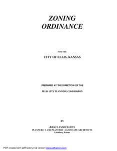 ZONING ORDINANCE FOR THE  CITY OF ELLIS, KANSAS