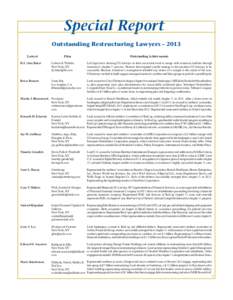 Special Report Outstanding Restructuring Lawyers – 2013 Lawyer Firm