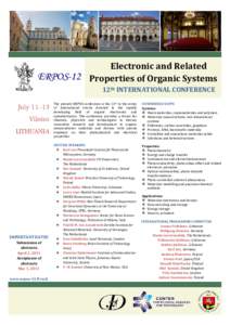 /  Electronic and Related ERPOS-12 Properties of Organic Systems 12th INTERNATIONAL CONFERENCE July 11-13