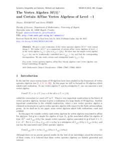Symmetry, Integrability and Geometry: Methods and Applications  SIGMA[removed]), 040, 16 pages The Vertex Algebra M (1)+ and Certain Af f ine Vertex Algebras of Level −1