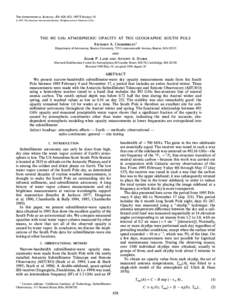 THE ASTROPHYSICAL JOURNAL, 476 : 428È433, 1997 February[removed]The American Astronomical Society. All rights reserved. Printed in U.S.A. THE 492 GHz ATMOSPHERIC OPACITY AT THE GEOGRAPHIC SOUTH POLE RICHARD A. CHAMBE