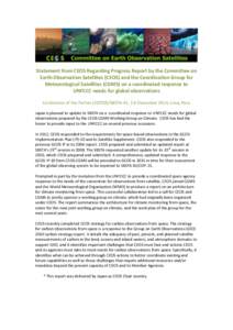 Statement from CEOS Regarding Progress Report by the Committee on Earth Observation Satellites (CEOS) and the Coordination Group for Meteorological Satellites (CGMS) on a coordinated response to UNFCCC needs for global o