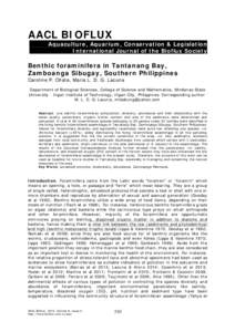 AACL BIOFLUX Aquaculture, Aquarium, Conservation & Legislation International Journal of the Bioflux Society Benthic foraminifera in Tantanang Bay, Zamboanga Sibugay, Southern Philippines