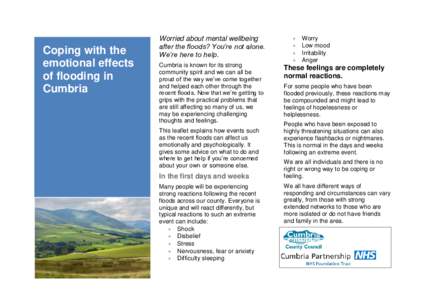 Coping with the emotional effects of flooding in Cumbria  Worried about mental wellbeing