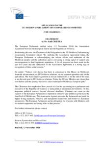 DELEGATION TO THE EU-MOLDOVA PARLIAMENTARY COOPERATION COMMITTEE - THE CHAIRMAN - STATEMENT by Mr Andi CRISTEA