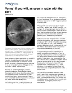 Venus, if you will, as seen in radar with the GBT
