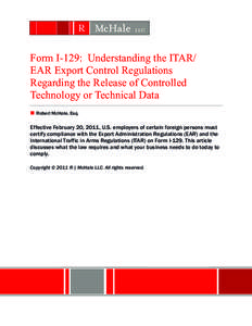 Form I-129:  Understanding the ITAR/EAR Export Control Regulations