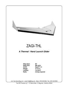 ZAGI-THL A Thermal / Hand Launch Glider Wing Span Wing Area Airfoil
