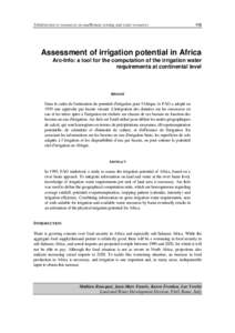 Télédétection et ressources en eau/Remote sensing and water resources  115 Assessment of irrigation potential in Africa Arc-Info: a tool for the computation of the irrigation water