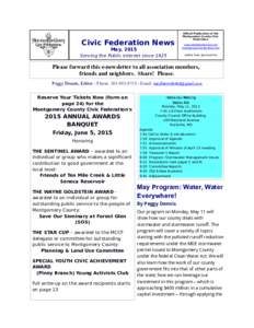 Civic Federation News  May, 2015 Serving the Public Interest sinceOfficial Publication of the