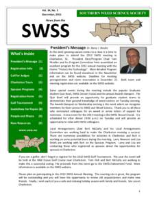 Vol. 34, No. 3 December, 2011 SOUTHERN WEED SCIENCE SOCIETY  SWSS