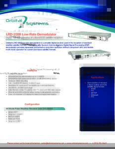Modulation / Satellite broadcasting / Low-voltage differential signaling / Demodulation / Non-return-to-zero / DBm / Tuner / USB / Data transmission / Satellite modem