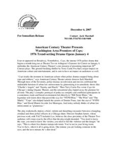 December 6, 2007 For Immediate Release Contact: Jack Marshall