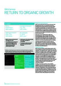 EMEA Services  RETURN TO ORGANIC GROWTH Market and operational review  Key highlights