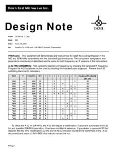Down East Microwave Inc.  Design Note From:  DEMI R & D Dept.