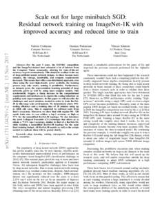 arXiv:1711.04291v2 [stat.ML] 15 NovScale out for large minibatch SGD: Residual network training on ImageNet-1K with improved accuracy and reduced time to train Valeriu Codreanu
