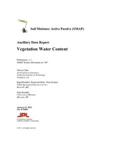 Soil Moisture Active Passive (SMAP)  Ancillary Data Report Vegetation Water Content Preliminary, v.1