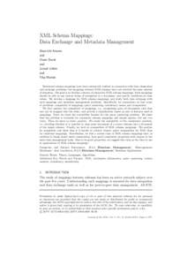 XML Schema Mappings: Data Exchange and Metadata Management Shun’ichi Amano and Claire David and