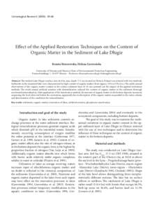 Limnological Review): 39-46Restoration Techniques on the Content of Organic Matter Effect of the Applied