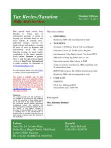 Tax Review/Taxation  Huzaima & Ikram November 11, 2013  Daily Alert Services