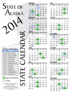 STATE OF ALASKA State Holidays Date