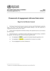 SIXTY-NINTH WORLD HEALTH ASSEMBLY Provisional agenda item 11.3 A69/6 18 May 2016