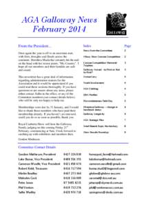 AGA Galloway News February 2014 From the President...