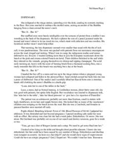 McShane/Page 1  DISPENSARY She collapsed at the triage station, sprawling over the desk, sending its contents crashing to the floor. Her arms reached to embrace the startled nurse, seizing an amulet of the Buddha hanging