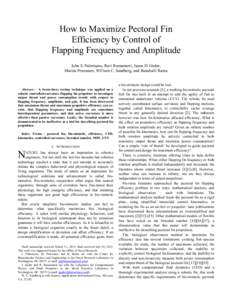 How to Maximize Pectoral Fin Efficiency by Control of Flapping Frequency and Amplitude John S. Palmisano, Ravi Ramamurti, Jason D. Geder, Marius Pruessner, William C. Sandberg, and Banahalli Ratna