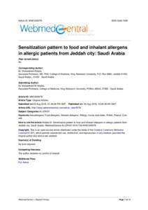 Article ID: WMC005078  ISSNSensitization pattern to food and inhalant allergens in allergic patients from Jeddah city: Saudi Arabia