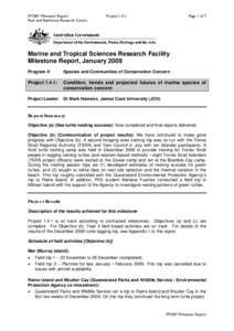 MTSRF Milestone Report Reef and Rainforest Research Centre ProjectPage 1 of 7