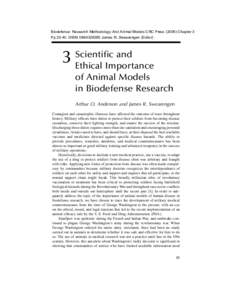 2836_book.fm copy Page 25 Saturday, October 1, 2005 3:47 PM  Biodefense: Research Methodology And Animal Models CRC PressChapter 3 PpISBN: James R. Swearengen (Editor)  3
